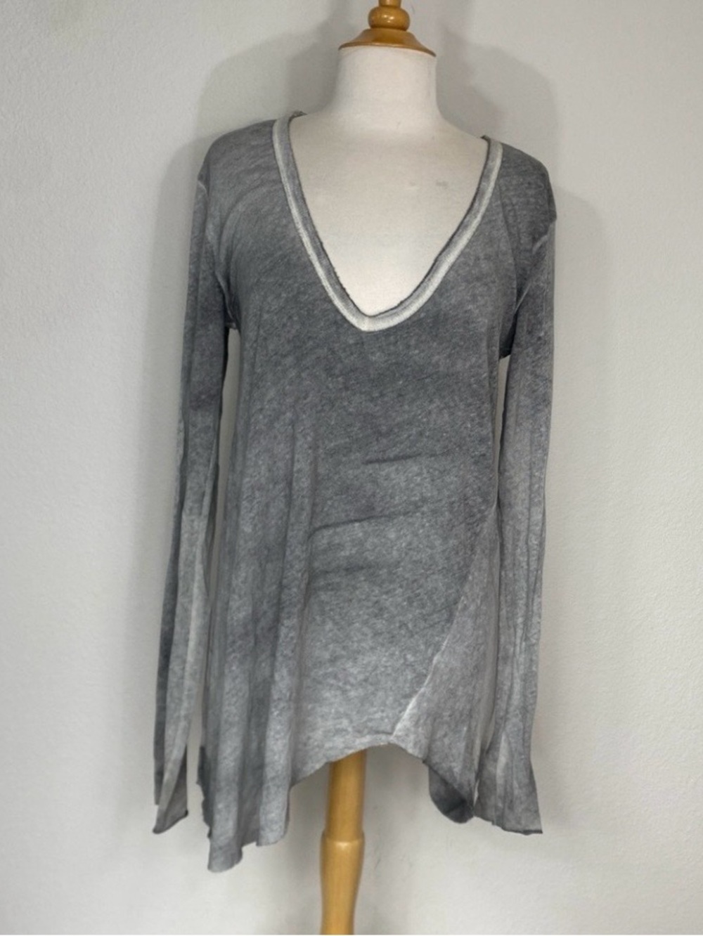 Free People We the Free Womens Gray Acidwash Lightweight Tunic Size Large Casual